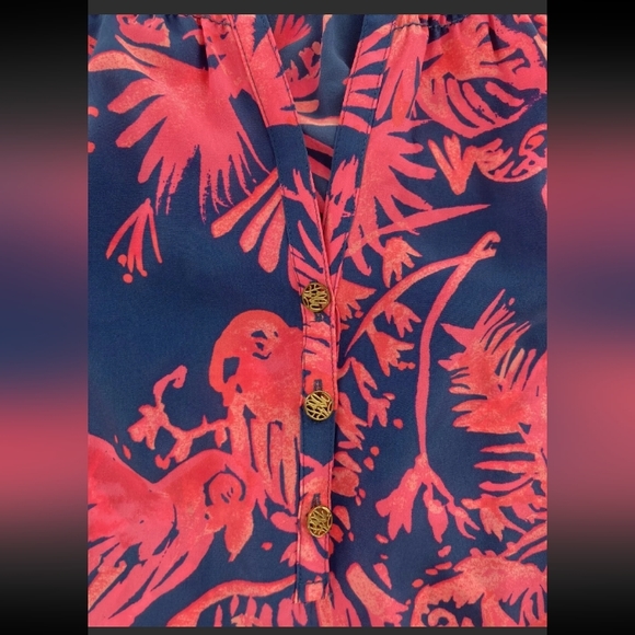 Lilly Pulitzer | Toucan Print Halter Top Blouse Womens Sleeveless Top Size XS - Picture 3 of 4